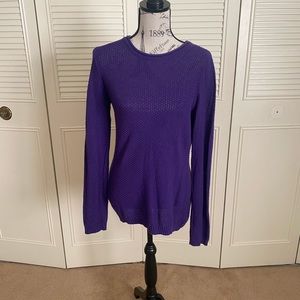 Notations purple texture waffle knit long sleeve sweater top